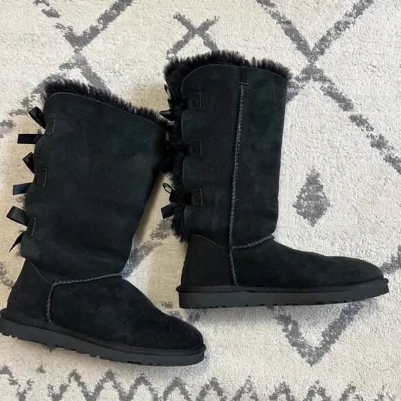 UGG Black Bailey Bow Tall II Boots - Picture 3 of 7